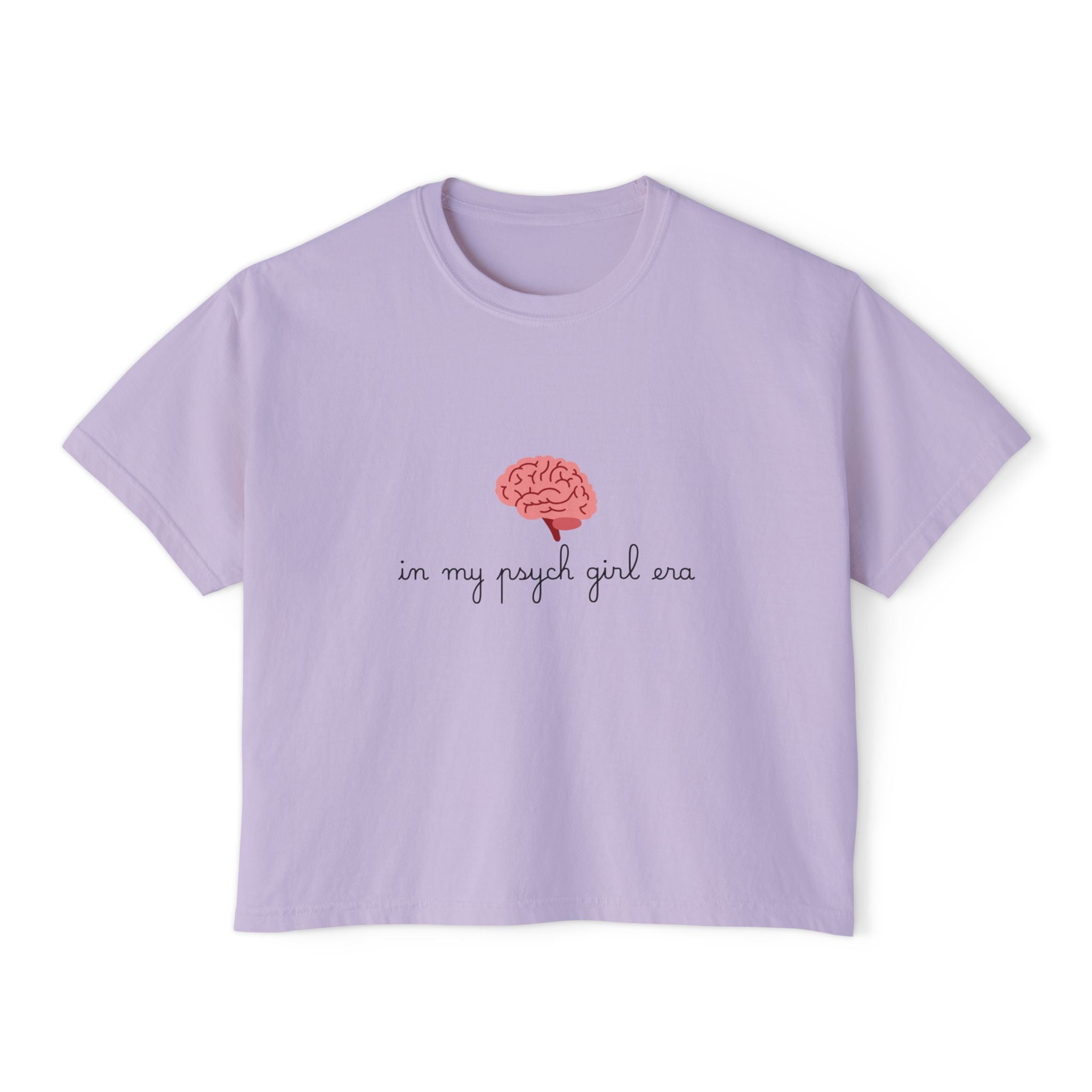 Brain Graphic Women's Boxy Tee — "In My Psych Girl Era" Mental Health Shirt