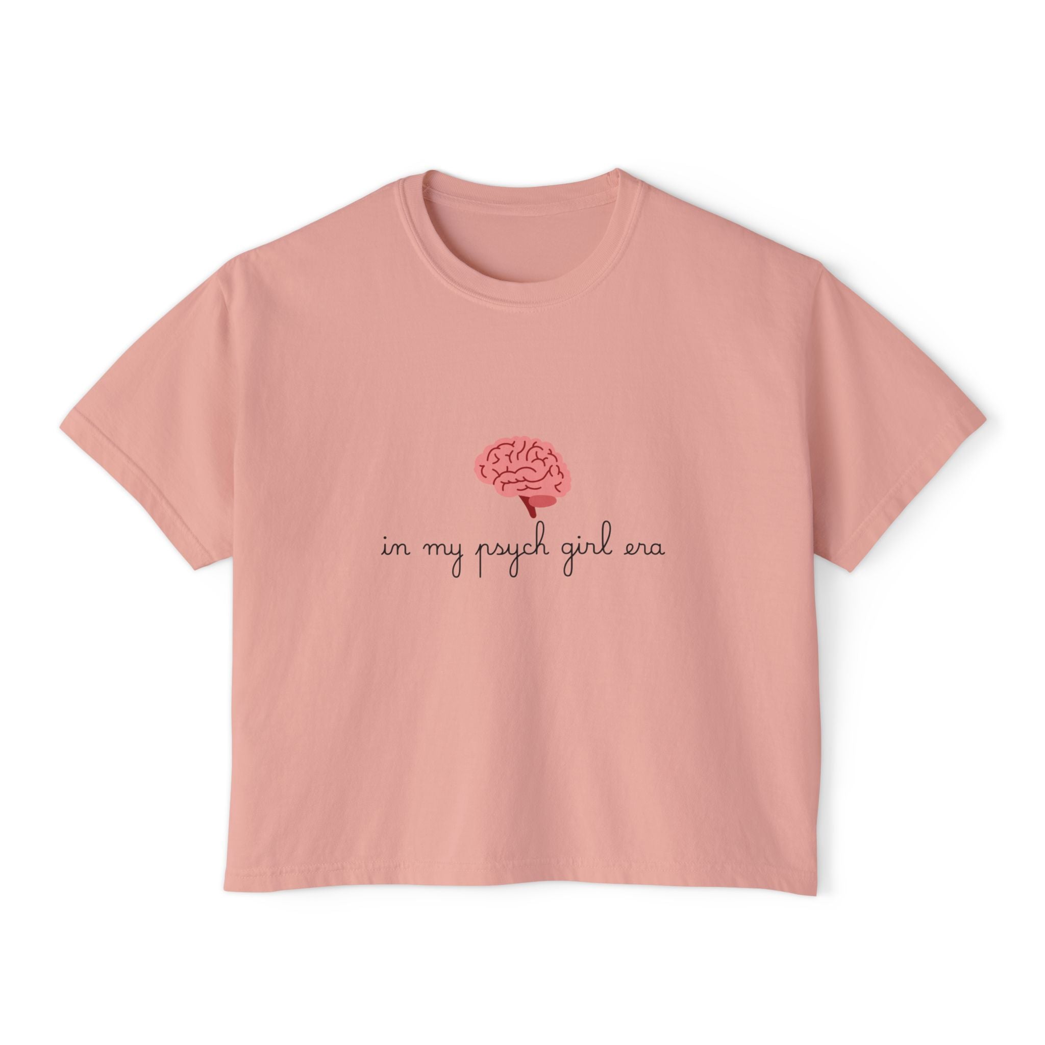 Brain Graphic Women's Boxy Tee — "In My Psych Girl Era" Mental Health Shirt