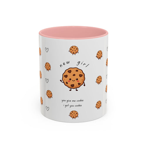 Cookie 'new girl' Accent Coffee Mug — Cute Cookie Pattern Ceramic Mug (11/15oz)