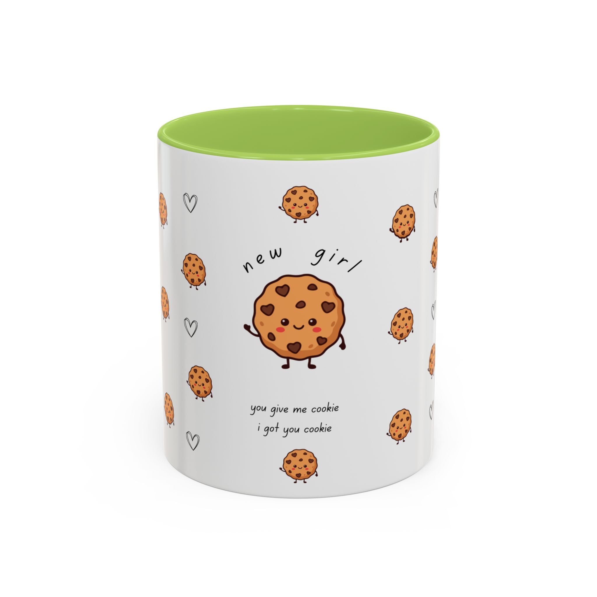 Cookie 'new girl' Accent Coffee Mug — Cute Cookie Pattern Ceramic Mug (11/15oz)