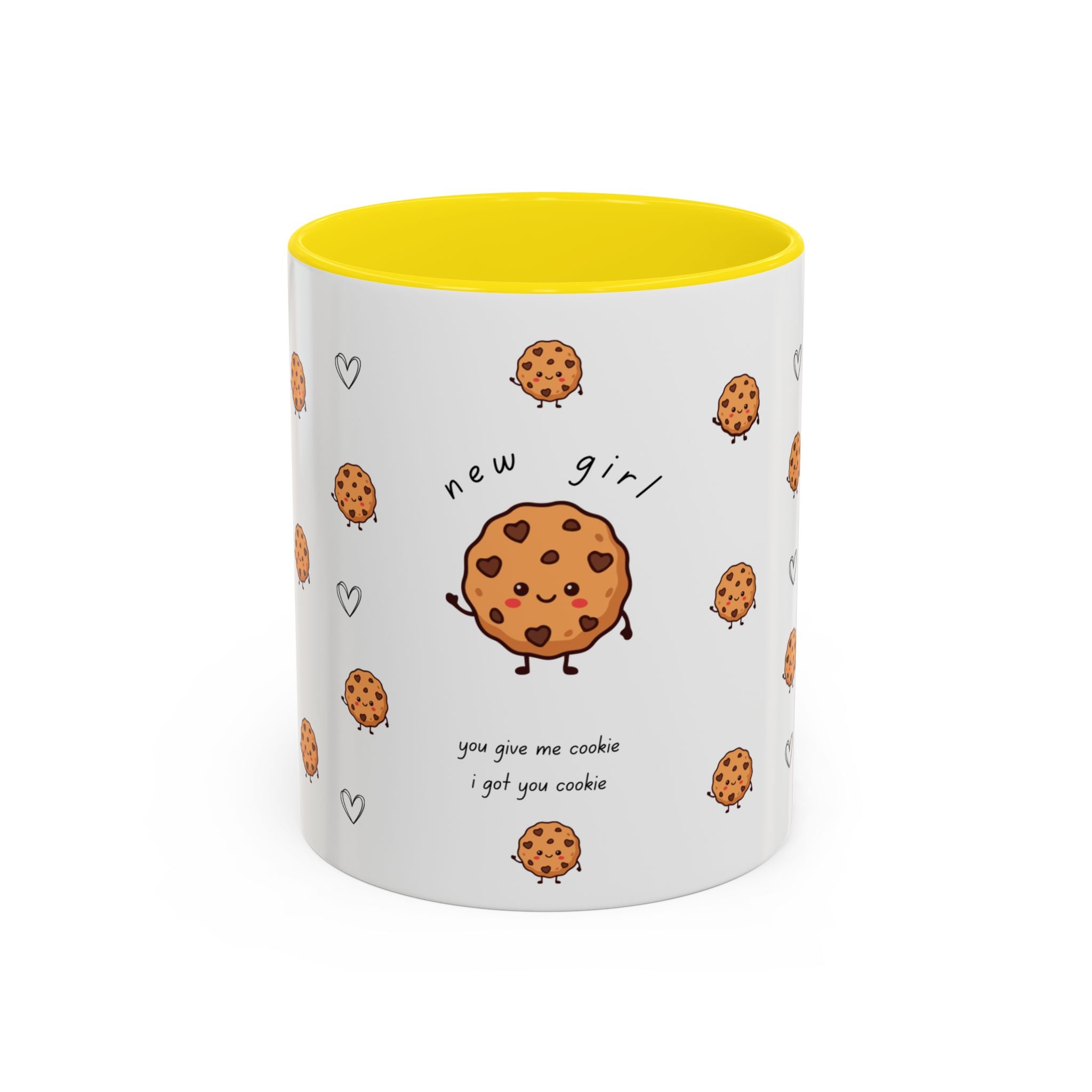 Cookie 'new girl' Accent Coffee Mug — Cute Cookie Pattern Ceramic Mug (11/15oz)
