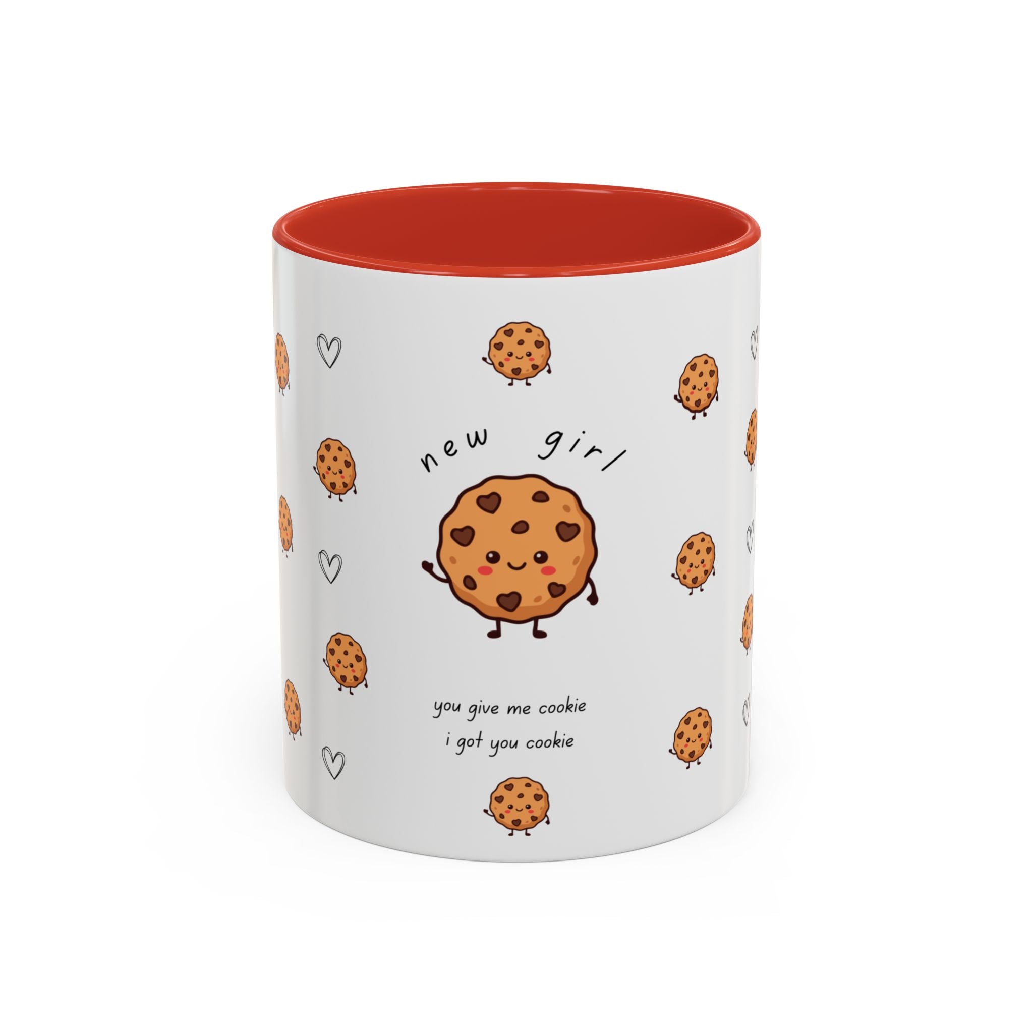 Cookie 'new girl' Accent Coffee Mug — Cute Cookie Pattern Ceramic Mug (11/15oz)
